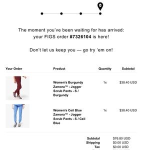 Figs too small never worn